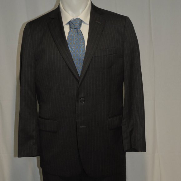 Brooks Brothers 1818 Fitzgerald Estrato Charcoal Stripe Two Button Suit 41R - Picture 4 of 14
